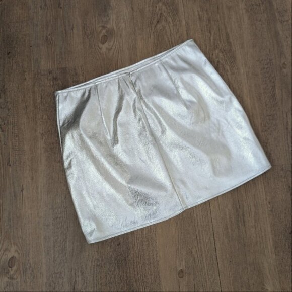 NWT Fashion Nova Silver Foil Metallic Mini Skirt - Picture 4 of 6